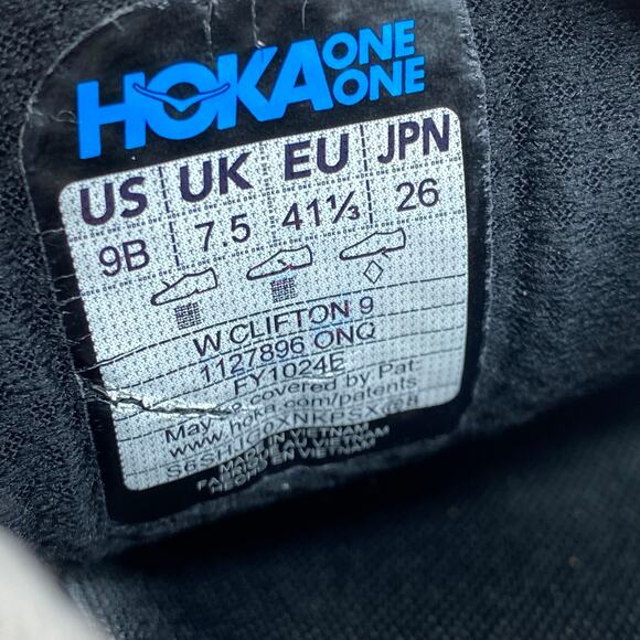 Hoka One One Clifton 9 Running Shoes Women's Size 9 Obsidian Black Pink Sneakers - Picture 8 of 8